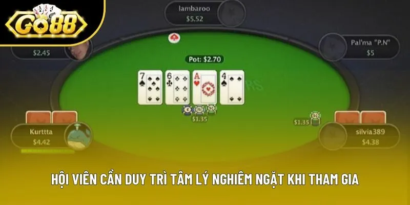 Hội viên cần duy trì tâm lý nghiêm ngặt khi tham gia